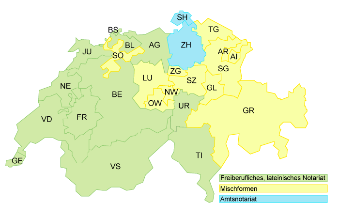 Notariatswesen in der Schweiz. Darstellung von Schweizerischer Notarenverband.