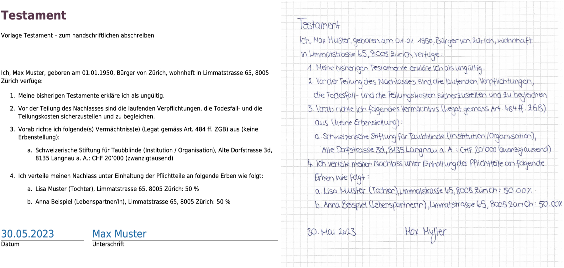 testament konkubinat mit kinder