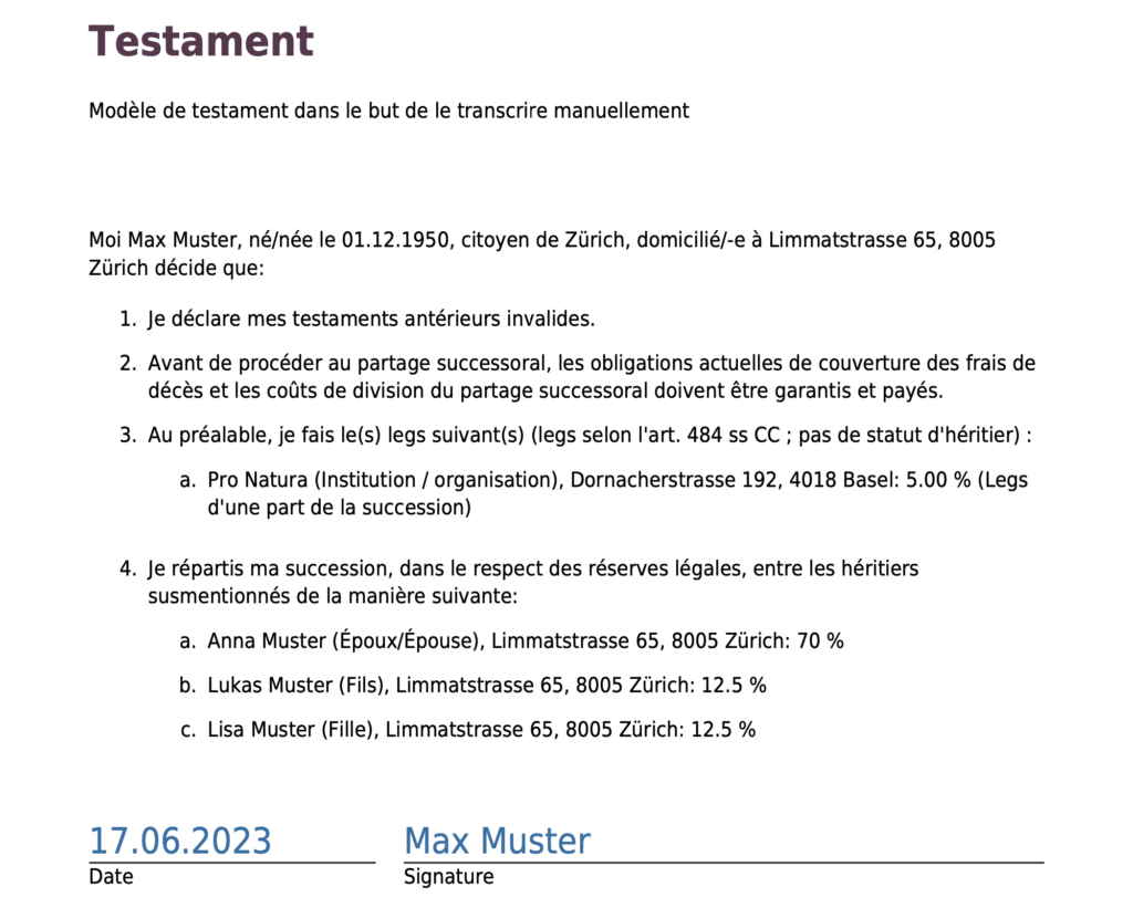 testament pour un couple avec des enfants