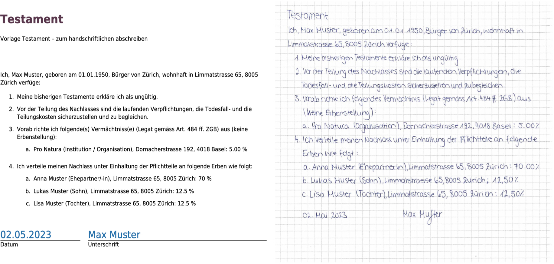 testament verheiratet mit kindern