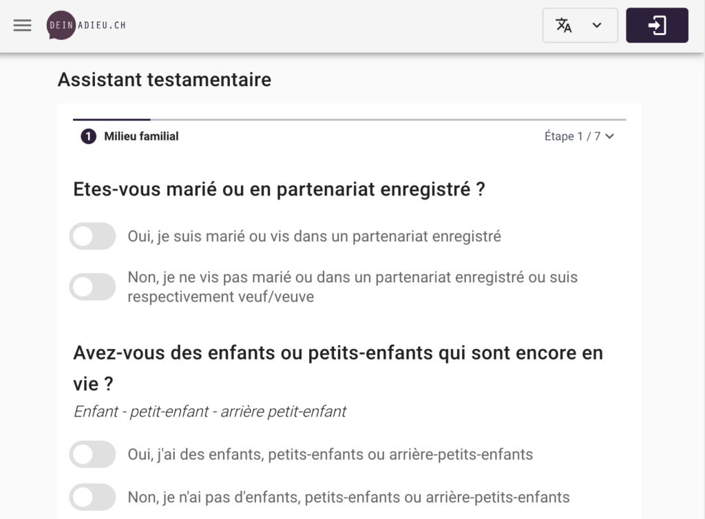 Screenshot testamentgenerator