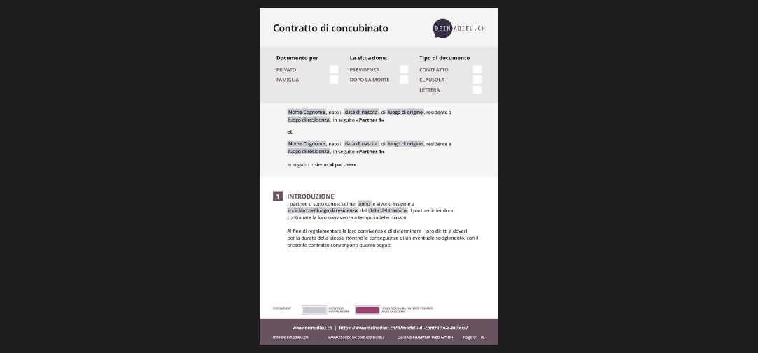 screenshot contratto di concubinato campione